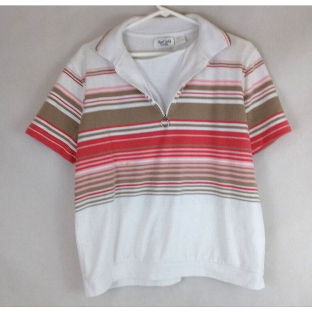 Hartfield Design Women's 1/4 Zip Striped Shirt Size XL